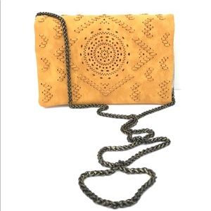 Francesca's Suede Crossbody Medallion Handbag